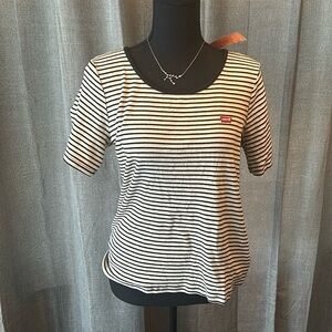 Yellow Black and White Striped Levi's Tee
